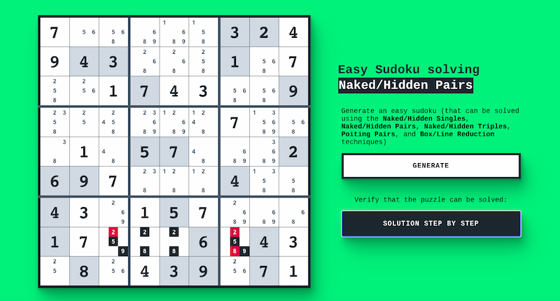 Demo of easy Sudoku generator