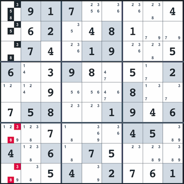 Naked triples on a Sudoku